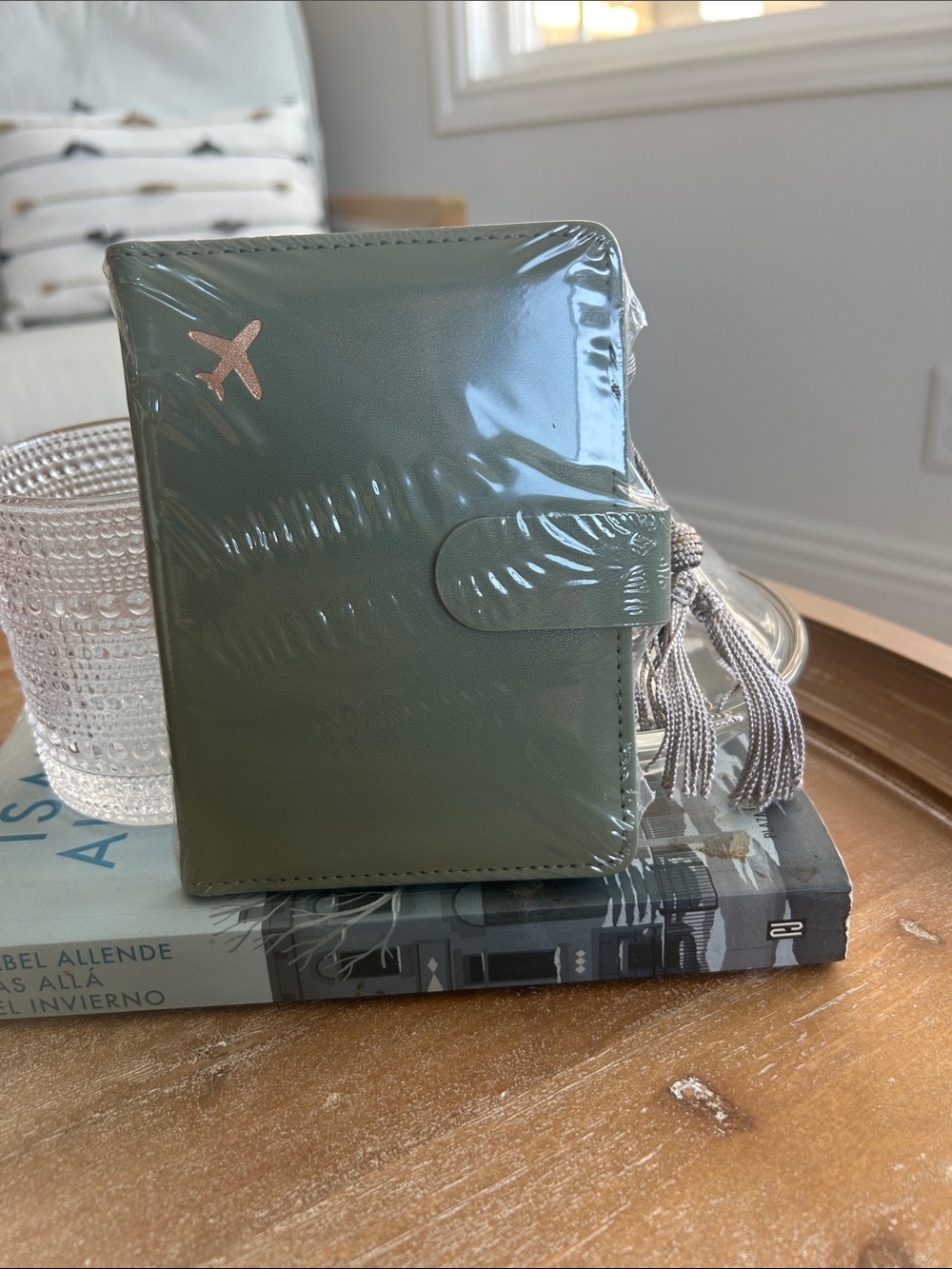 Olive Green Travel Wallet with Snap Closure